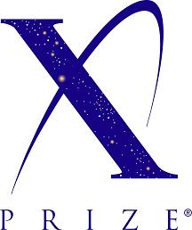 The X prize logo shows a stylised letter X representing a spacecraft trajectory and containing a starfield.
