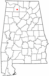 Location of Moulton, Alabama