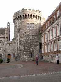 One of the surviving medival towers at Dublin Castle. To its left is the .