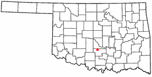 Location of Maysville, Oklahoma