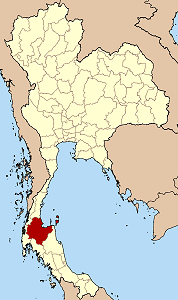 Map of Thailand highlighting Surat Thani Province