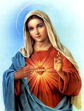 Blessed Virgin MaryA traditional Catholic picture sometimes displayed in homes. It may be displayed as part of a set. For accompanying image, see the .