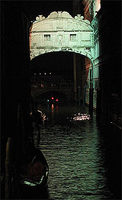 The Bridge of Sighs in Venice at night