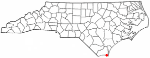 Location of Caswell Beach, North Carolina