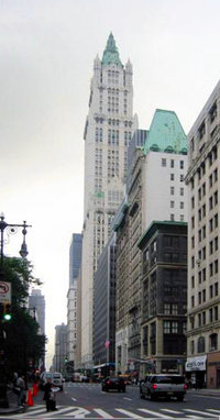 Woolworth Building, looking south along Broadway