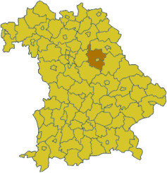 Map of Bavaria highlighting the district Amberg-Sulzbach