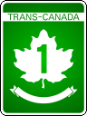 Example of Trans-Canada Highway marker shield.  The name of the province is printed in the ribbon below the number.