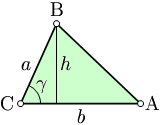 Triangle's area via trigonometry