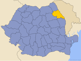 Administrative map of  with Iaşi county highlighted