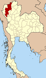 Map of Thailand highlighting Chiang Mai Province