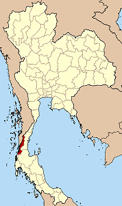 Map of Thailand highlighting Ranong Province
