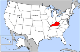 Map of the U.S. with Kentucky highlighted