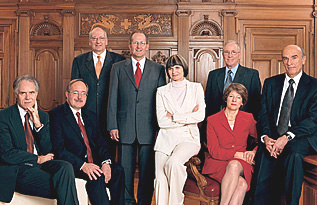 The members of the Swiss Federal Council, and at the far right the  Annemarie Huber-Hotz ()