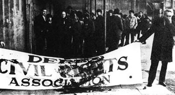 Derry civil rights association banner after shootings