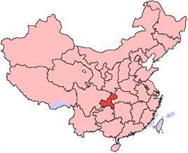 Chongqing is highlighted on this map