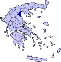 Map showing the Pieria prefecture within Greece