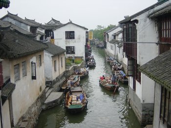 Town of , Jiangsu. South Jiangsu is famed for its towns crisscrossed by canals.