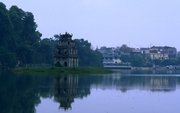 Hon Kiếm Lake in the center of Hanoi, with the streets of the old town in the background (1999)