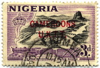 Threepence stamp used at , now in Cameroon