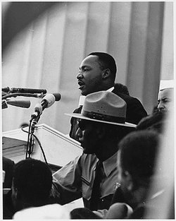  is one of the most famous social movements of the . Here,  is giving his "" speech, in front of the  during the  