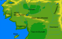 A map of Beleriand during the First Age, courtesy of the Encyclopedia of Arda (http://www.glyphweb.com/arda/).