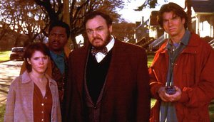 The original cast of Sliders. From left to right: , , , and 