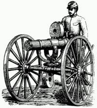 Gatling gun illustrated in an  encyclopedia in 