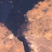 A simulated-color satellite image of Cairo, Egypt, taken on NASA's Landsat 7  satellite.