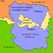Southern and Northern Serbia (Vojvodina) in 1849