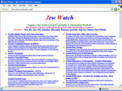 Screenshot of Jew Watch's home page,   