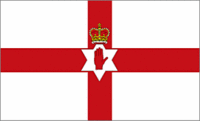 Flag of Northern Ireland from  till , used unofficially in sporting and international contexts.