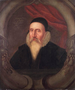  A sixteenth century portrait of John Dee, artist unknown. According to Charlotte Fell Smith, this portrait was painted when Dee was 67. It belonged to his grandson Rowland Dee and later to , who left it to Oxford University.