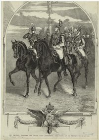 Nicholas I, the Grand Duke Alexander and staff, at. St. Petersburg, 1854.