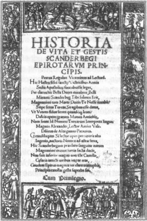 A page from Historia de vita et gestis Scanderbegi Epirotarum principis