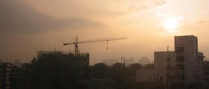 Guilin's modern skyline at dusk.