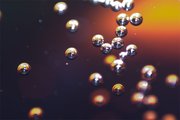 Carbonated bubbles in a  float to the surface.