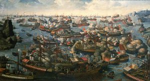 The  (1571), marking the end of the  as the dominant naval power in the 