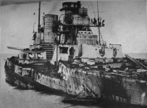 SMS Seydlitz was heavily damaged in the battle, hit by twenty-one heavy shells and one torpedo. 98 men were killed and 55 injured.
