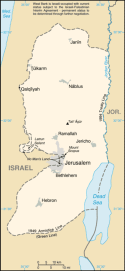 Map of the West Bank in .
