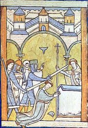 Contemporary drawing portraying the murder of Becket