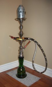 Closeup of a hookah of the type commonly used in 