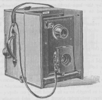 Sketch of a early 20th century twin-lens reflex camera