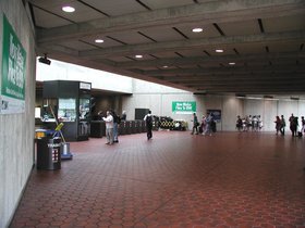 Greenbelt station, end of the Green line on the  is a typical example of the entrance concourse of a metro station.