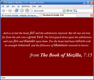 The Book of Mozilla, 7:15, displayed in Firefox 1.0