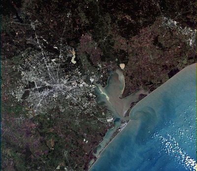 A simulated-color satellite image of Houston, Texas, taken on 's   satellite.