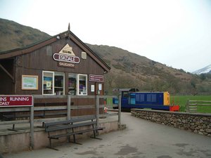 The terminus of the Ravenglass and Eskdale Railway at Dalegarth Station near Boot.