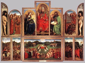 "The Ghent Altarpiece: The Adoration  of the Lamb" (interior view) painted 1432 by Jan van Eyck.