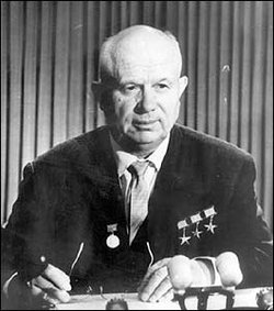Stalin died in early March 1953. Nikita Khrushchev, above, would eventually emerge as the new Soviet leader.  Ironically, the US would begin heating up tensions as Khrushchev abandoned Stalin's foreign policies, began urging negotiations in Europe and peace in Korea, and began reining in Stalin's secret police domestically.