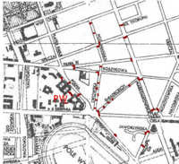Position of barricades on a pre-war map of Warsaw