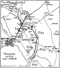 Positions around Warsaw, early morning on .